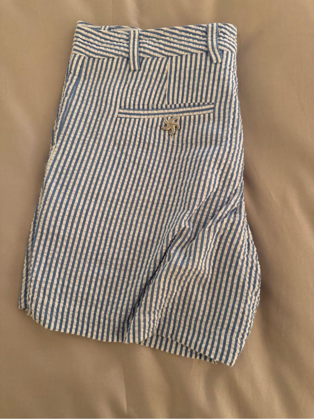 Tailor New York Blue and White Seersucker Women's Shorts
